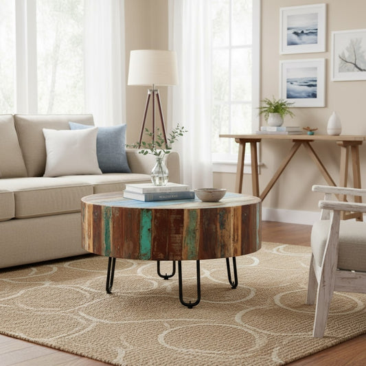 Reclaimed Style Drum Coffee Table