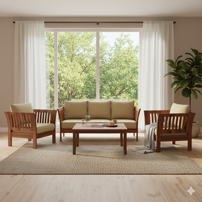 Artisana Wooden Sofa Set in 3+1+1 Seating