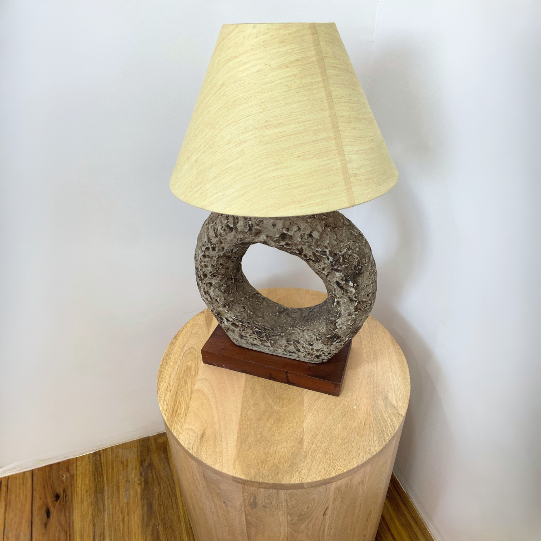 Modern Abstract Stone Table Lamp with Fabric Shade