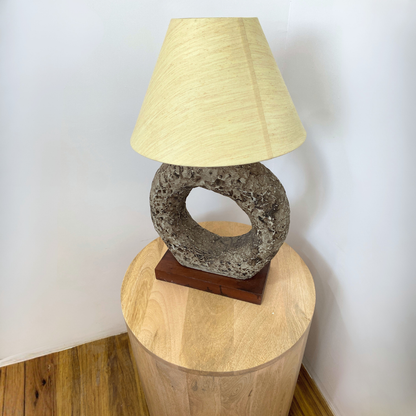 Modern Abstract Stone Table Lamp with Fabric Shade