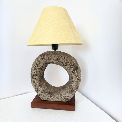 Modern Abstract Stone Table Lamp with Fabric Shade