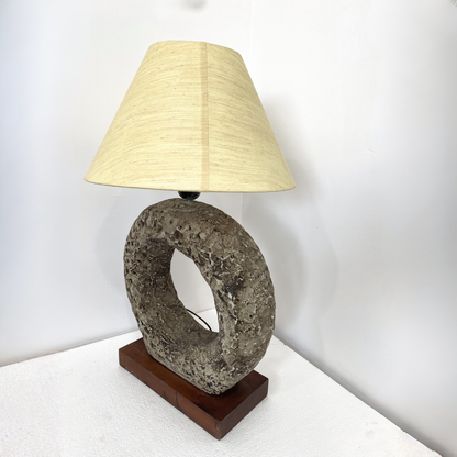 Modern Abstract Stone Table Lamp with Fabric Shade