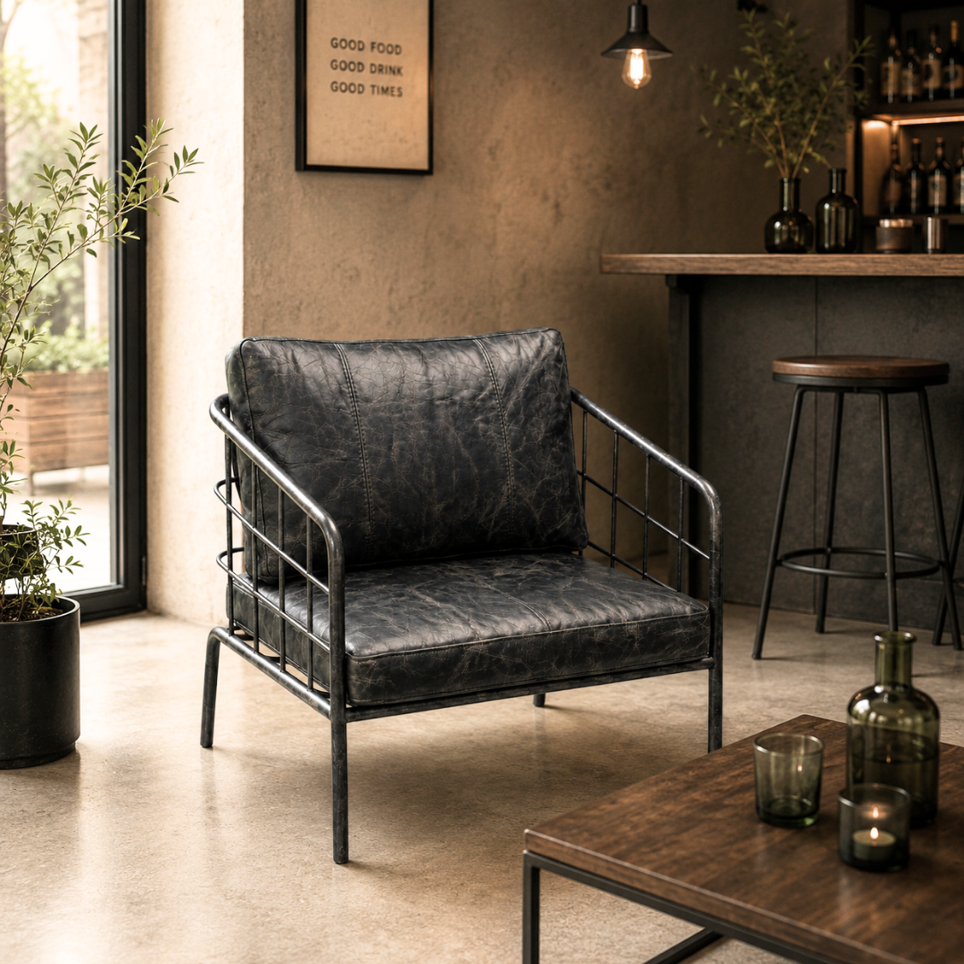 Forge Industrial Metal Grid Accent Chair