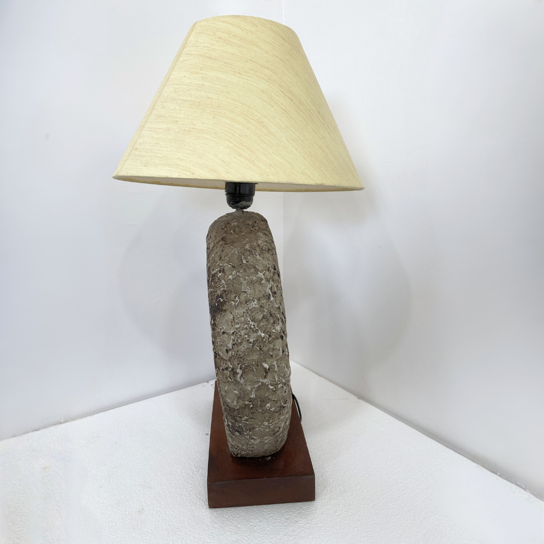 Modern Abstract Stone Table Lamp with Fabric Shade