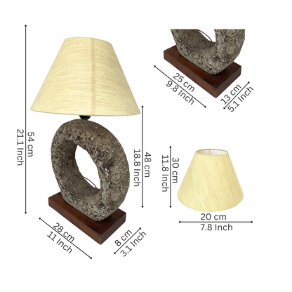 Modern Abstract Stone Table Lamp with Fabric Shade
