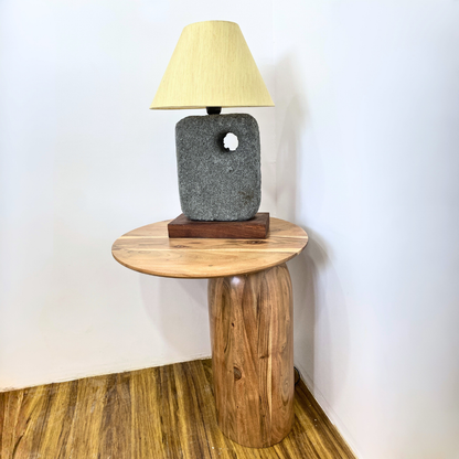 Modern Black Stone Texture Table Lamp with White Shade