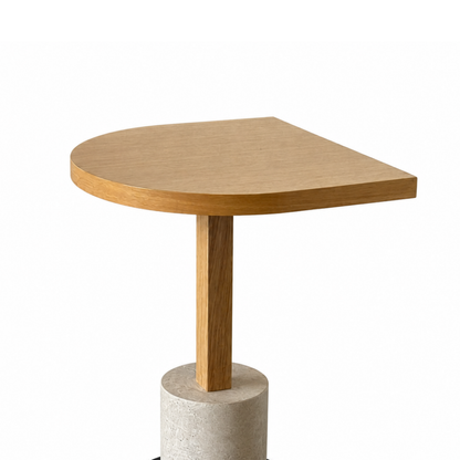 D-Shape Wooden Café Table with Marble Base