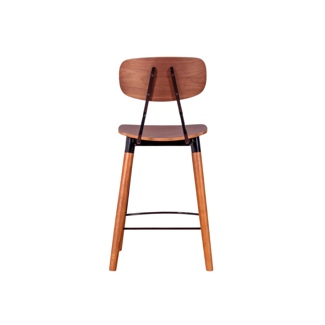 Walnut Modern Industrial Counter Stool