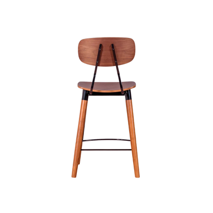 Walnut Modern Industrial Counter Stool