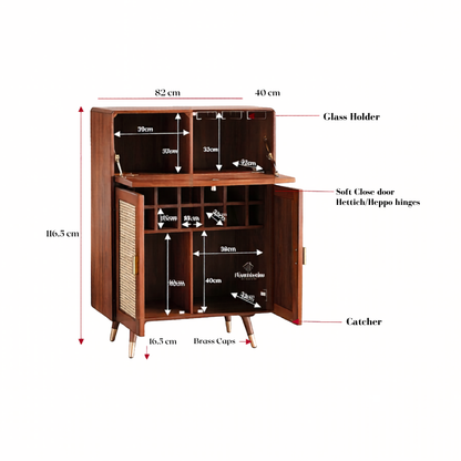 modern wood bar cabinet with wine rack glass holder and storage shelves for home bar setup