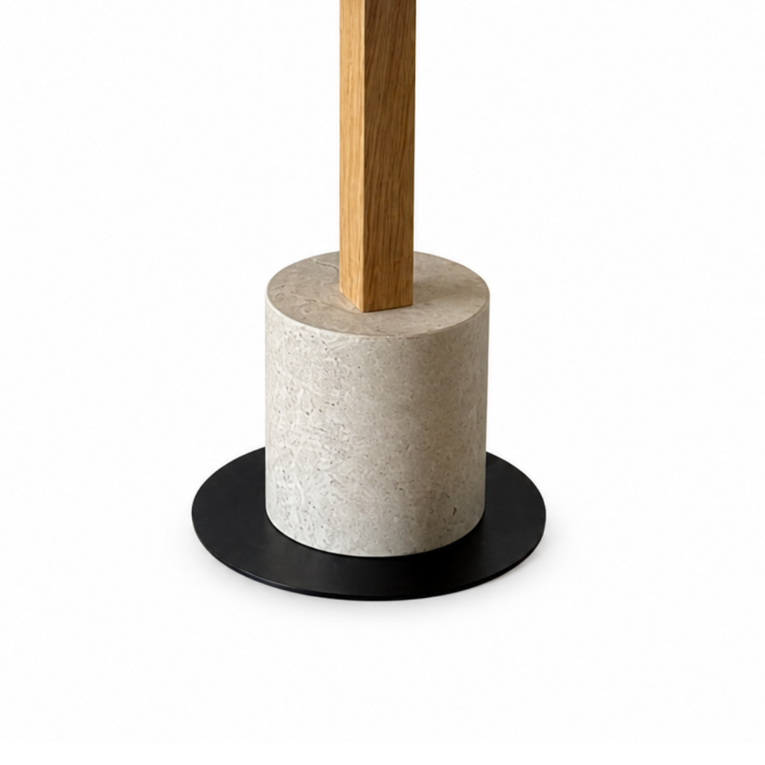 D-Shape Wooden Café Table with Marble Base