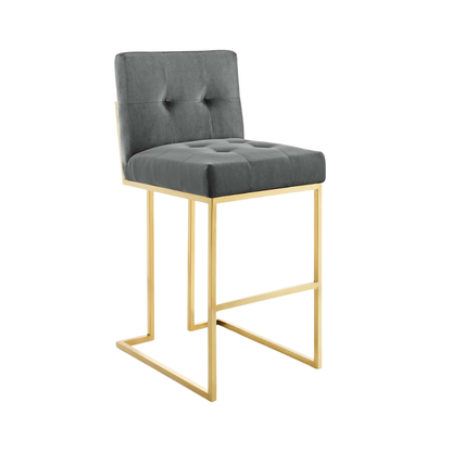 Grey & Golden Stainless Steel Bar Stool Chair