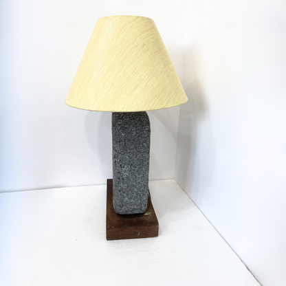Modern Black Stone Texture Table Lamp with White Shade