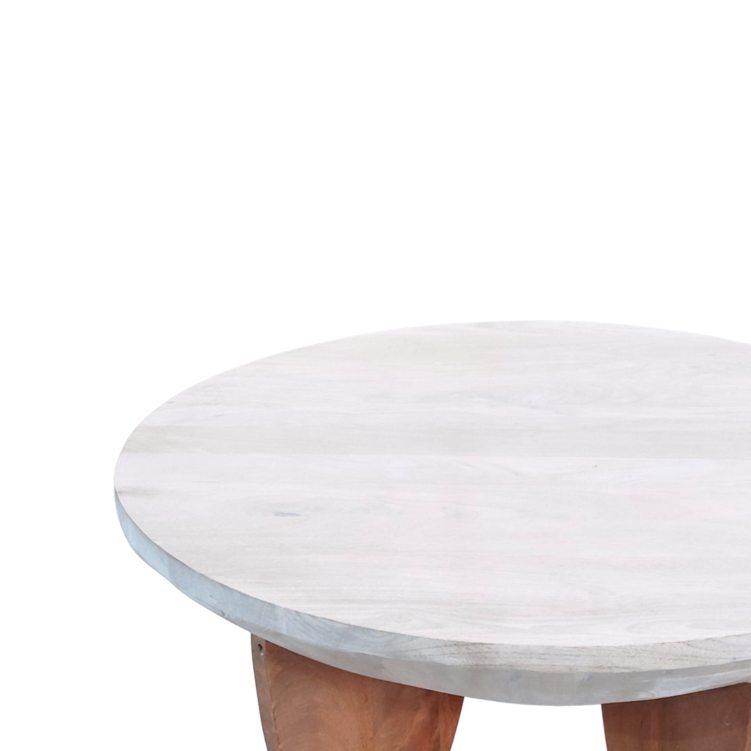 Sculptural Round Coffee Table with Wood Base