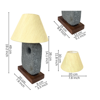 Modern Black Stone Texture Table Lamp with White Shade