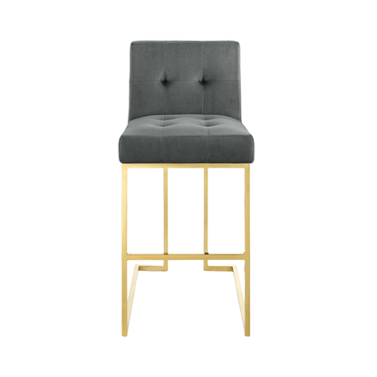 Grey & Golden Stainless Steel Bar Stool Chair