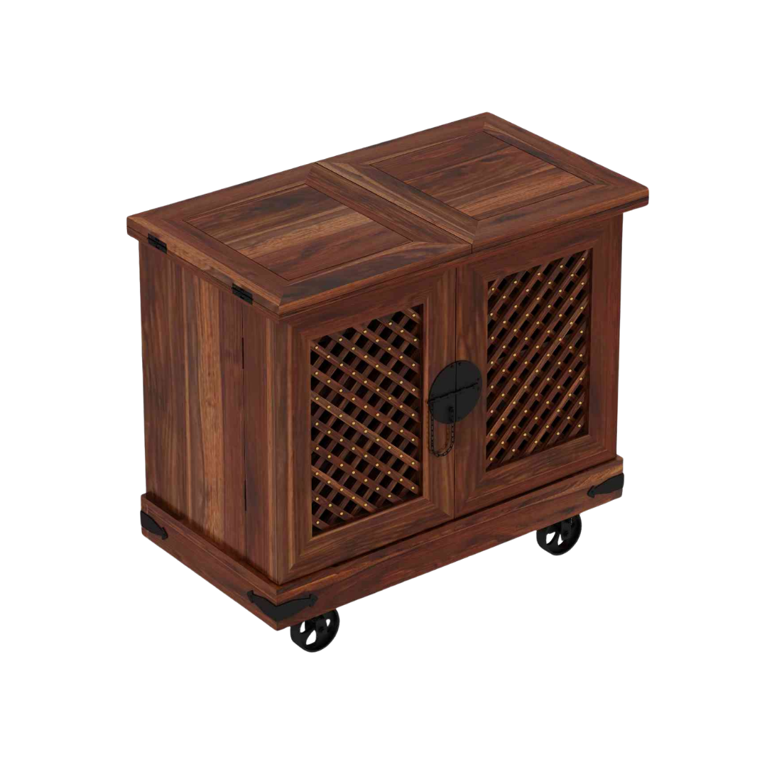 large wood bar cabinet with wine rack glass holder drawers and storage shelves for home bar furniture