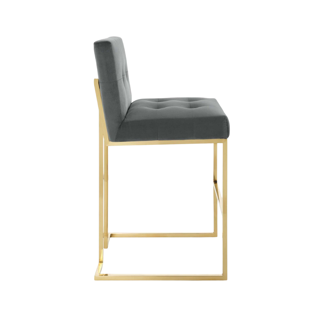 Grey & Golden Stainless Steel Bar Stool Chair