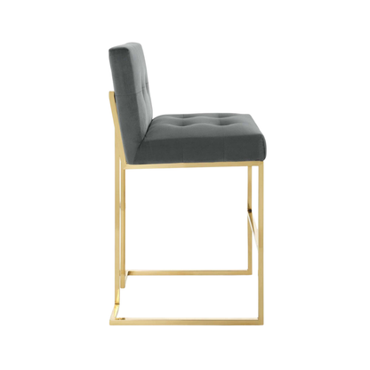 Grey & Golden Stainless Steel Bar Stool Chair