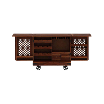 large wood bar cabinet with wine rack glass holder drawers and storage shelves for home bar furniture