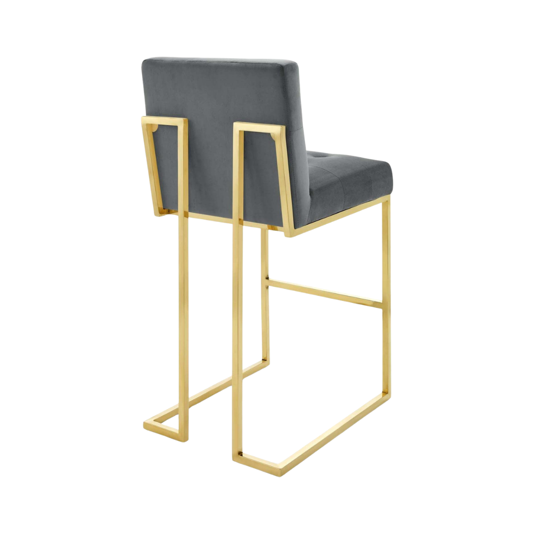 Grey & Golden Stainless Steel Bar Stool Chair