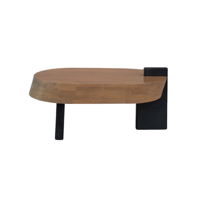 Sculptural Oval Wooden Coffee Table with Black Legs