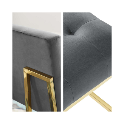 Grey & Golden Stainless Steel Bar Stool Chair