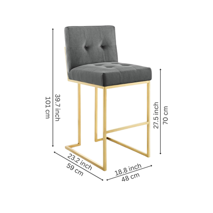Grey & Golden Stainless Steel Bar Stool Chair
