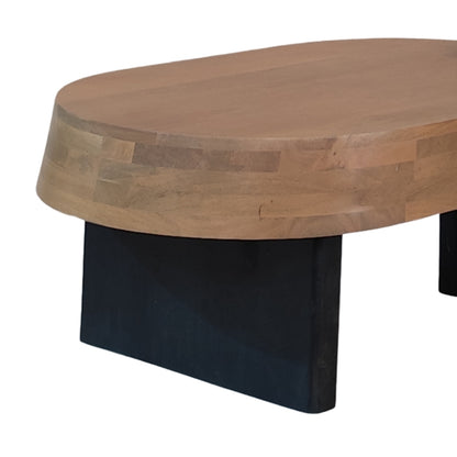 Sculptural Oval Wooden Coffee Table with Black Legs