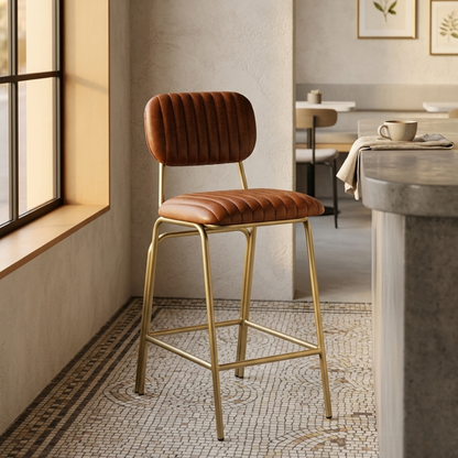 High leather bar stools.