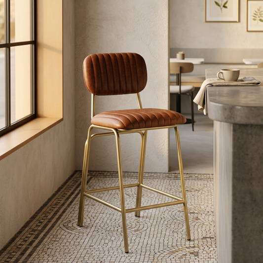 High leather bar stools.