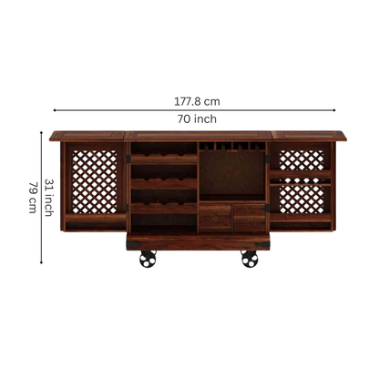 large wood bar cabinet with wine rack glass holder drawers and storage shelves for home bar furniture