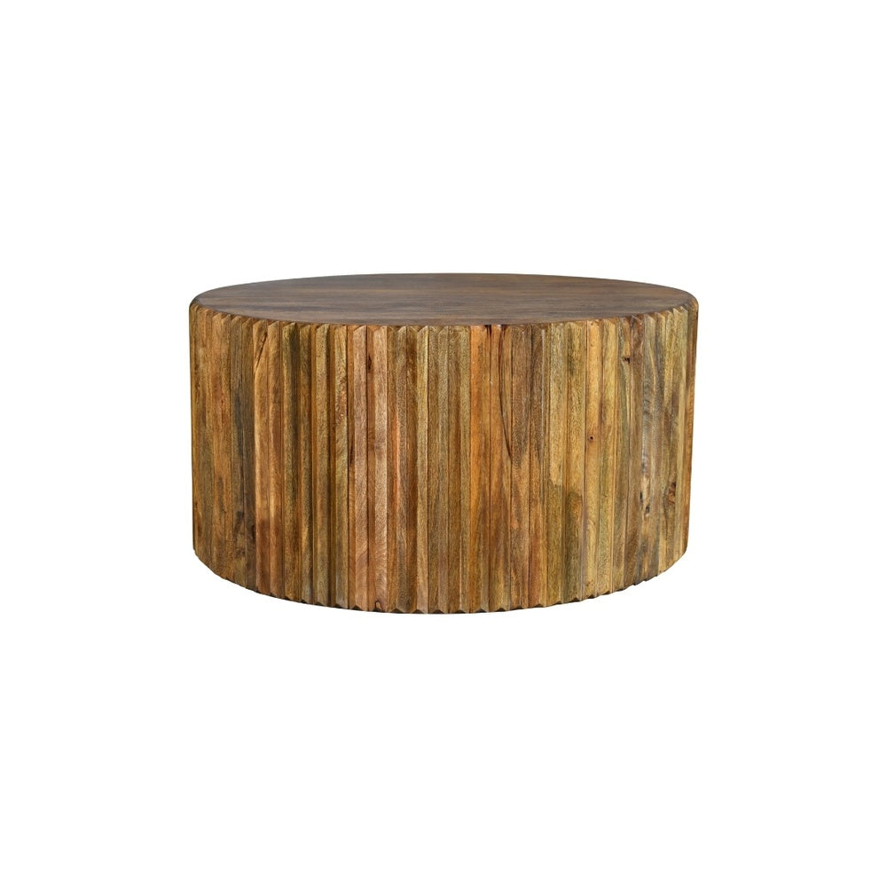 Fluted Wooden Drum Coffee Table