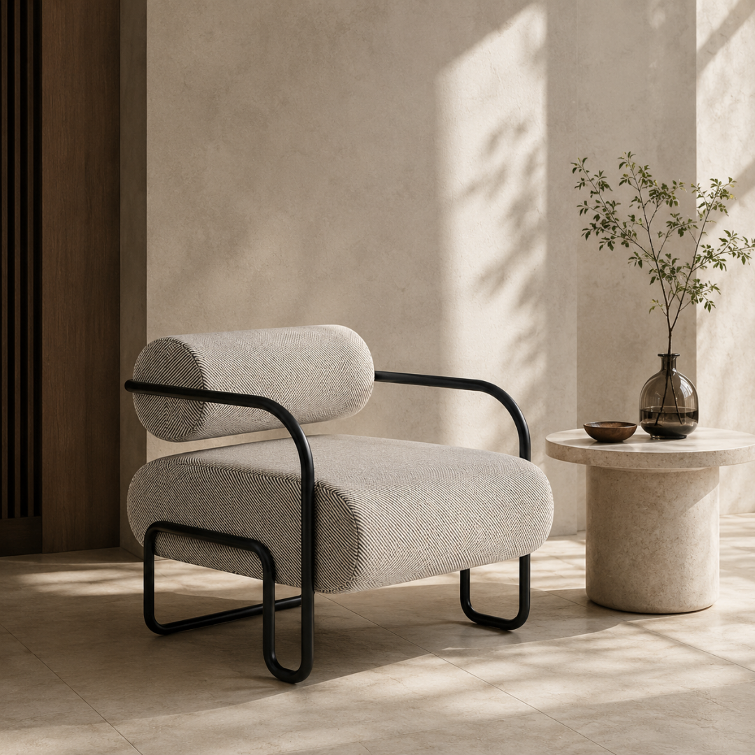 Arlo Modern Bouclé Loveseat with Matte Black Frame