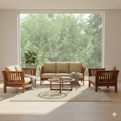 Artisana Wooden Sofa Set in 3+2+1 Seating