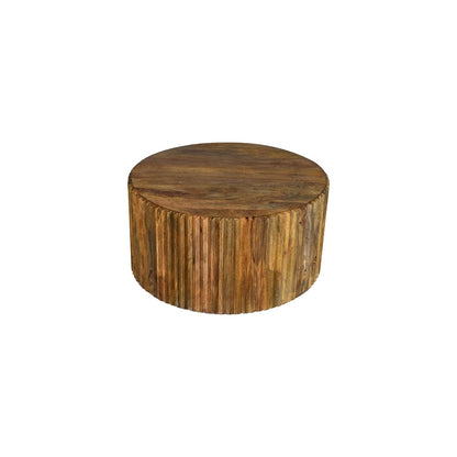 Fluted Wooden Drum Coffee Table