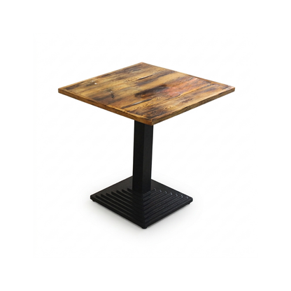Rustic Square Café Table with Pedestal Base