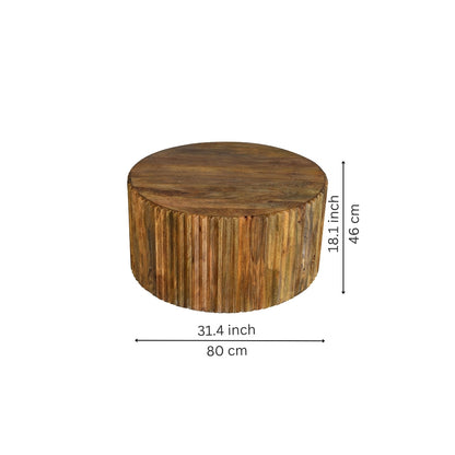 Fluted Wooden Drum Coffee Table