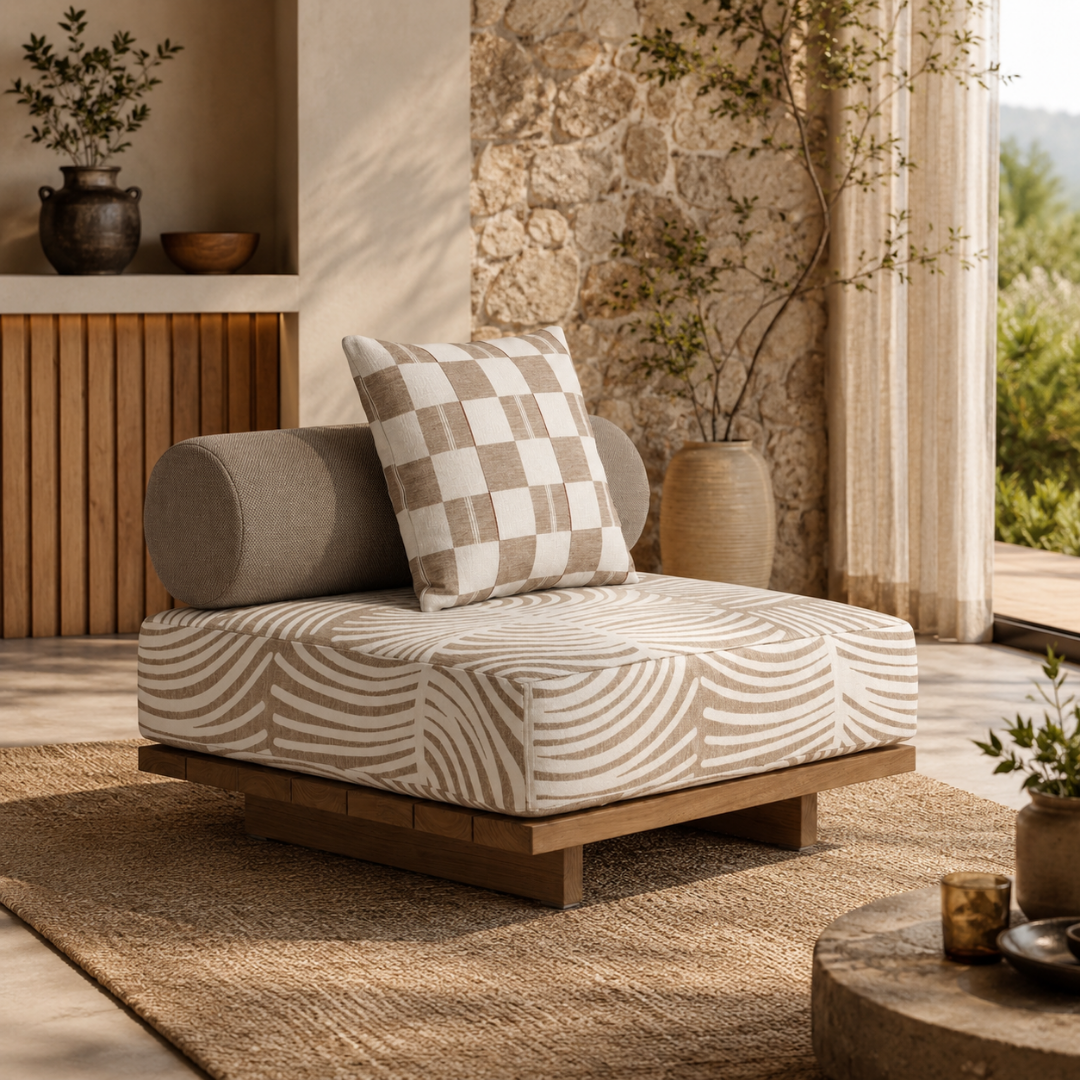 Kayan Low-Profile Patterned Daybed with Bolster Support Sofa