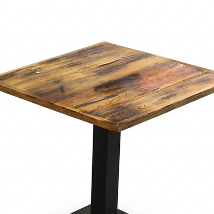 Rustic Square Café Table with Pedestal Base