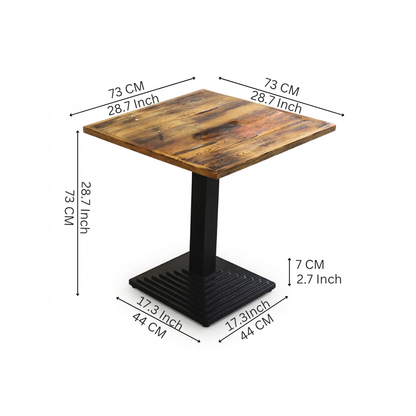 Rustic Square Café Table with Pedestal Base