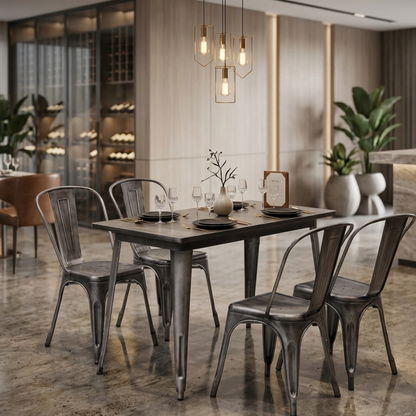 Industrial Gunmetal Bistro Dining TableIndustrial Gunmetal Bistro Dining Table