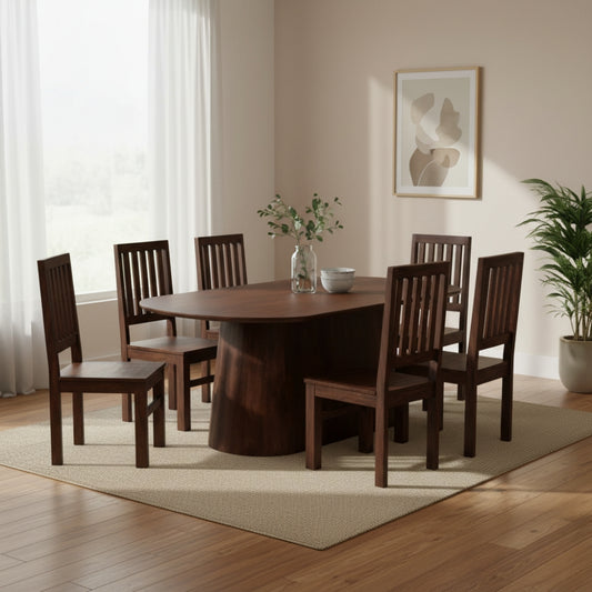 Nolan Solid Wood Dining Table With 6 Seater -Dining Table Set