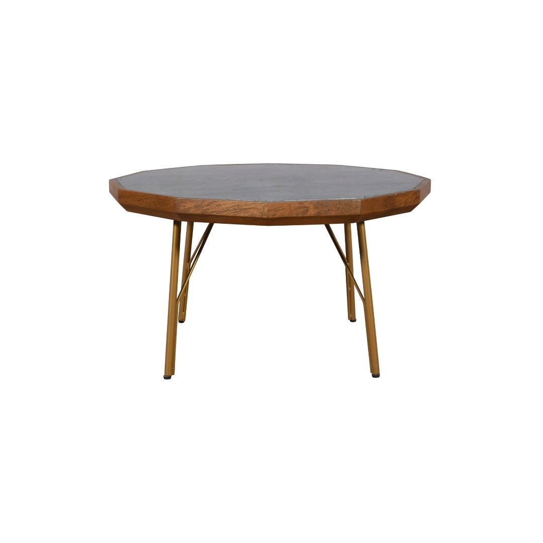 Octagonal Green granite and Wood Coffee Table