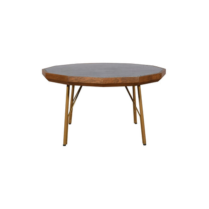 Octagonal Green granite and Wood Coffee Table