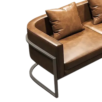 Arlo Modern 2-Seater Sofa With Settee in Cognac Leather