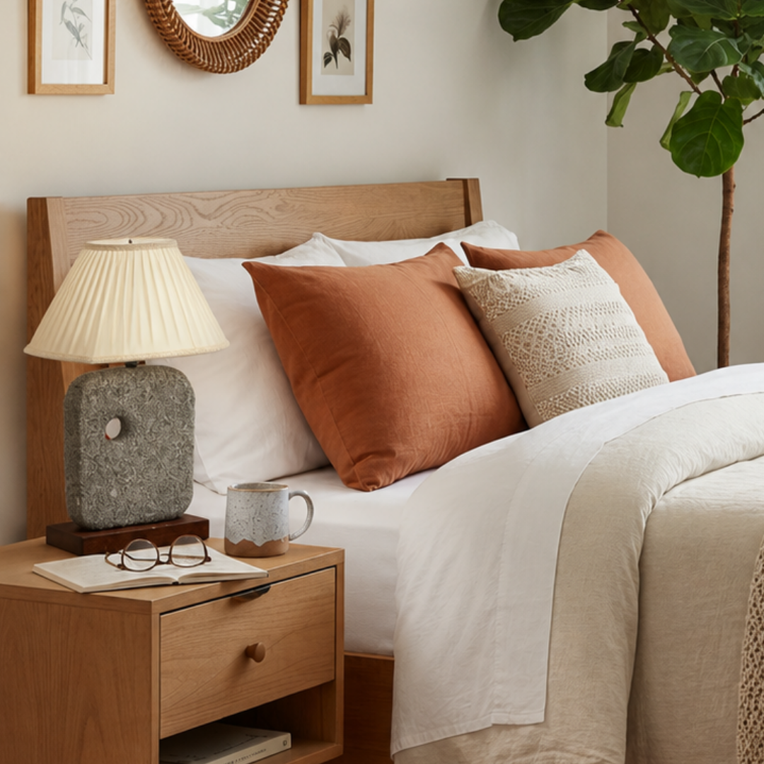 Monolith Stone Table Lamp with Wood Base