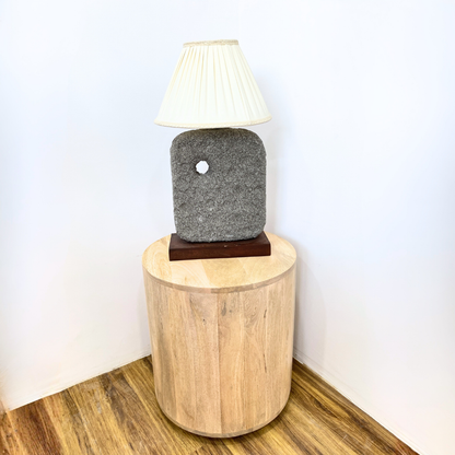 Monolith Stone Table Lamp with Wood Base