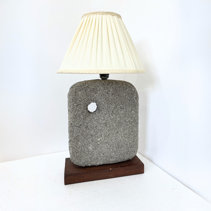 Monolith Stone Table Lamp with Wood Base