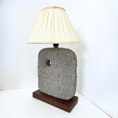 Monolith Stone Table Lamp with Wood Base